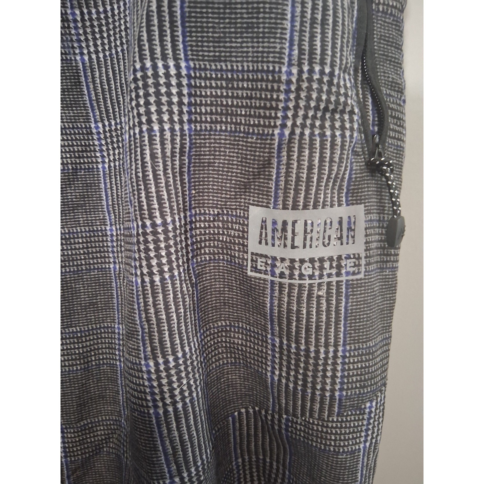 American Eagle Joggers Large Checkered Gray Casual Outdoor Active Unisex Pants