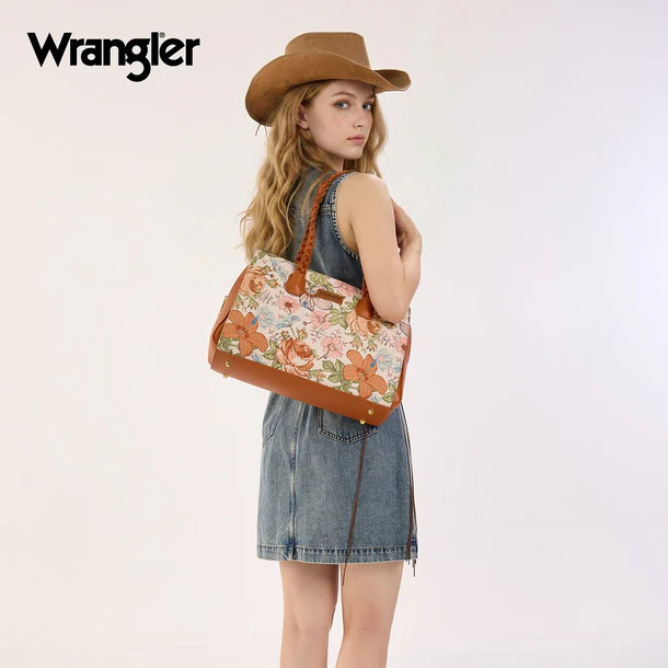 Wrangler Floral Print Braided Satchel Bag