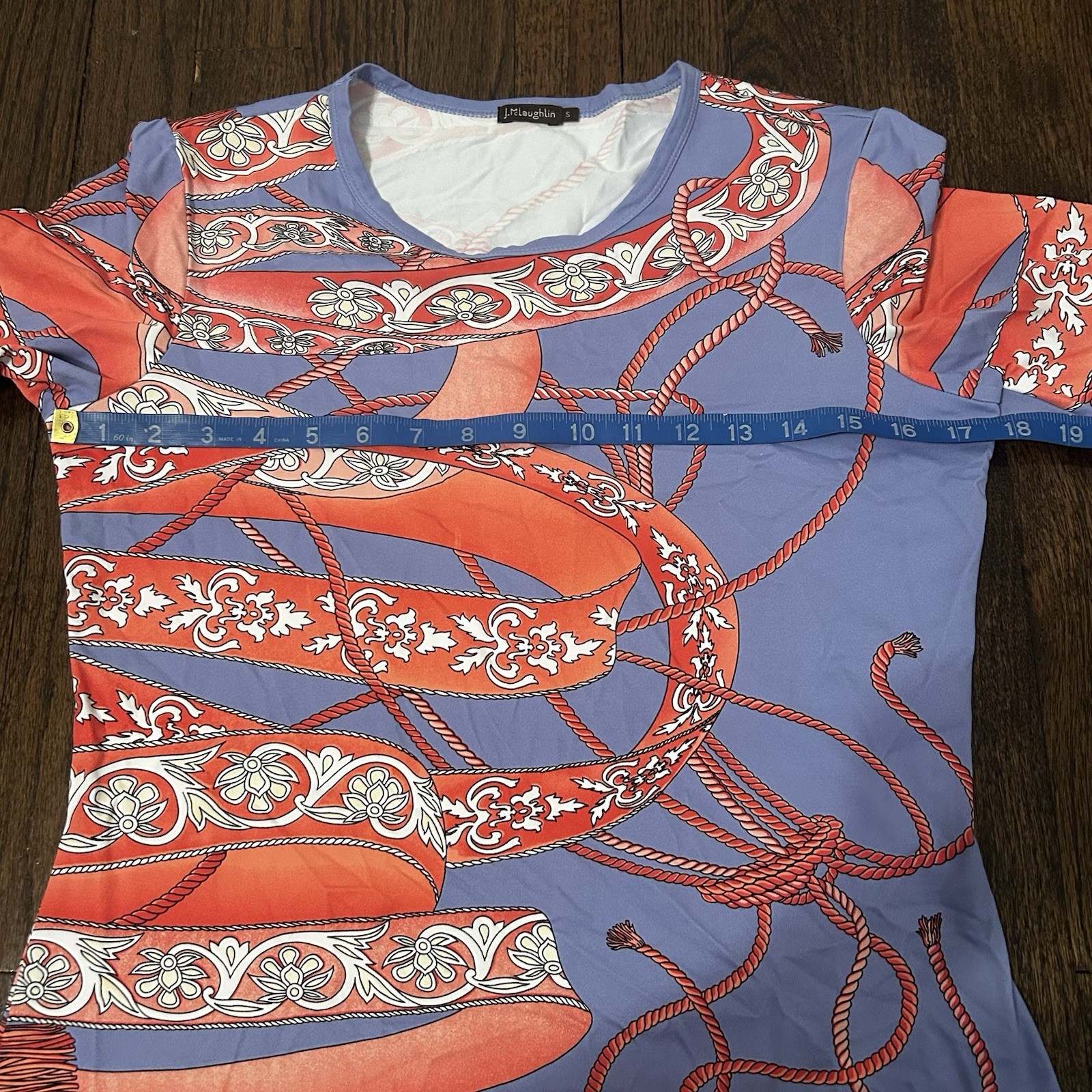 J. McLaughlin Women’s Catalina Cloth 3/4 Sleeve Shirt Top Printed Size S Small