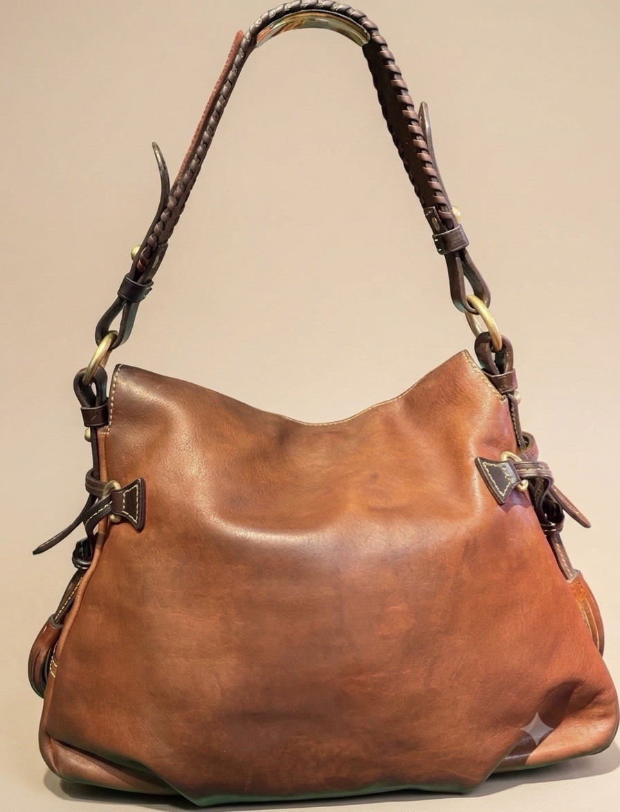 Dooney & Bourke Women’s Brown Hobo Shoulder Bag Zip Tassel Gold Hardware