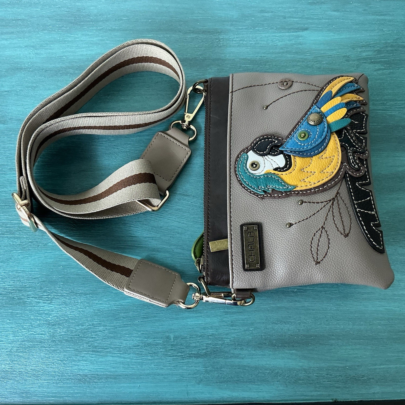 Chala Mini Crossbody Bag Blue Parrot Vibrant Quirky Boho Versatile Travel Resort