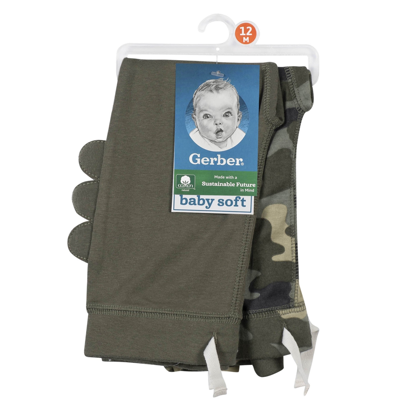 Gerber Baby Boys 2 Pack Pull On Pants NEW Size 12 Months Camo, Dino
