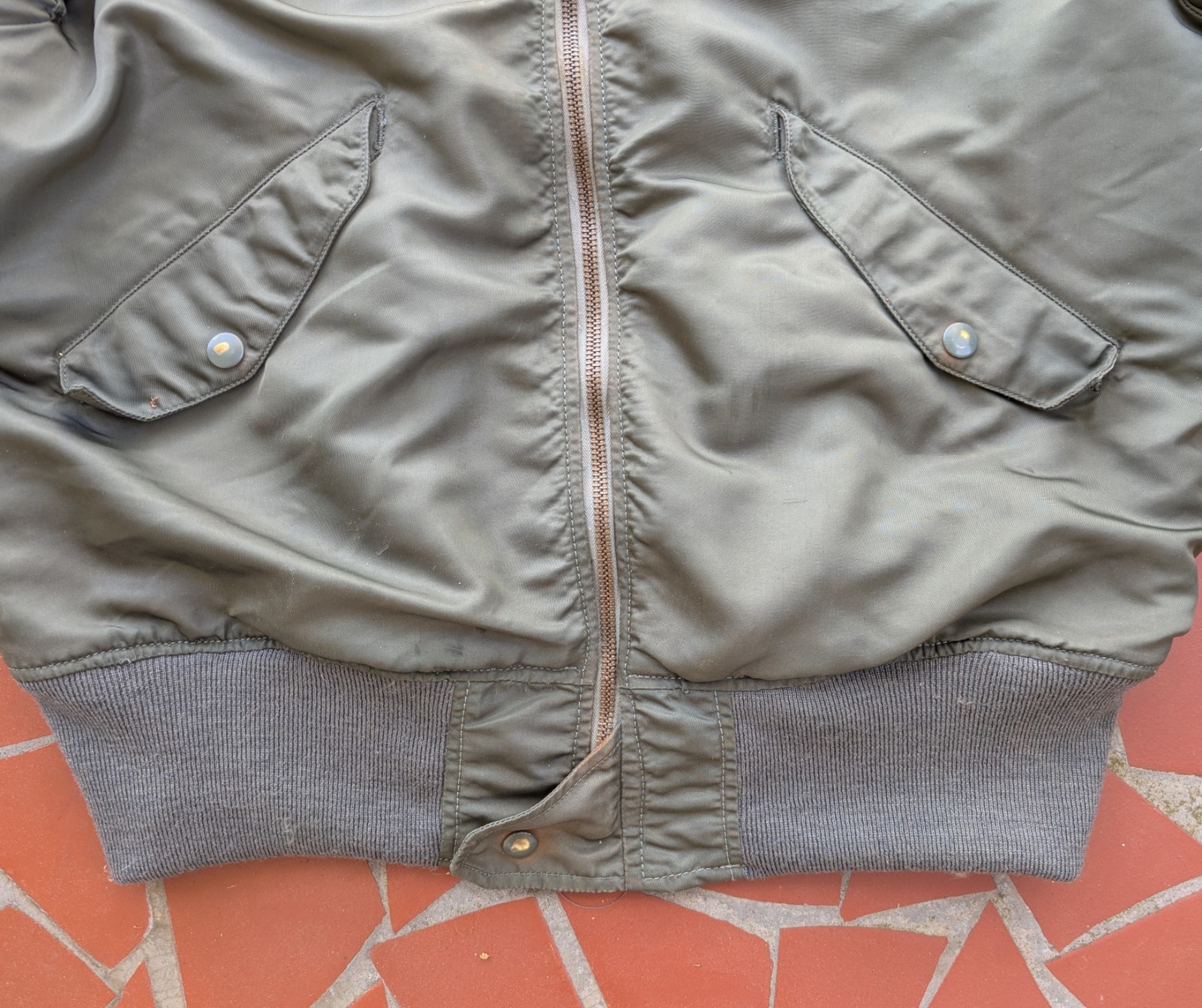 SAGE GREEN L-2B or MA-1 FLIGHT JACKET 100% WOOL REPAIR REPLACEMENT KNIT SET