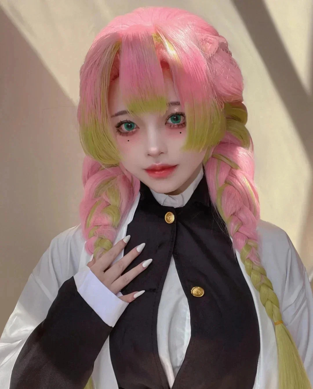 Clothes Halloween Anime Kanroji Mitsuri Cosplay Costume Kimono Haori Dress Wig