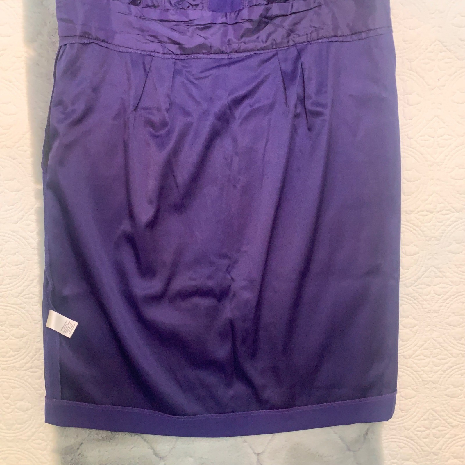 Dressbarn Womens Purple Ruffled V-Neck Sleeveless Sheath Dress Size 14 Lined
