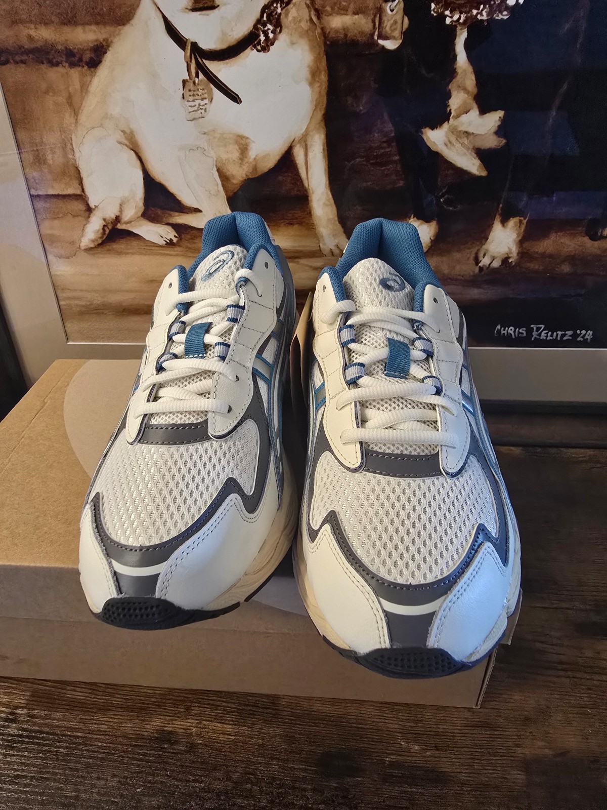 ASICS Gel-NYC 2055 Cream Blue Teal 1203A542-106 Men’s Size 10.5 Shoes NEW