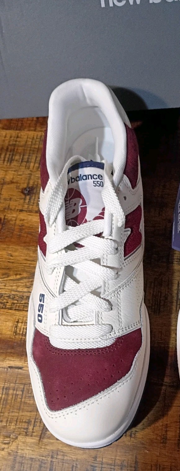 Mens New Balance 550 Suede Toe Pack -white Burgundy Navy BB550VRC Sz 9.5