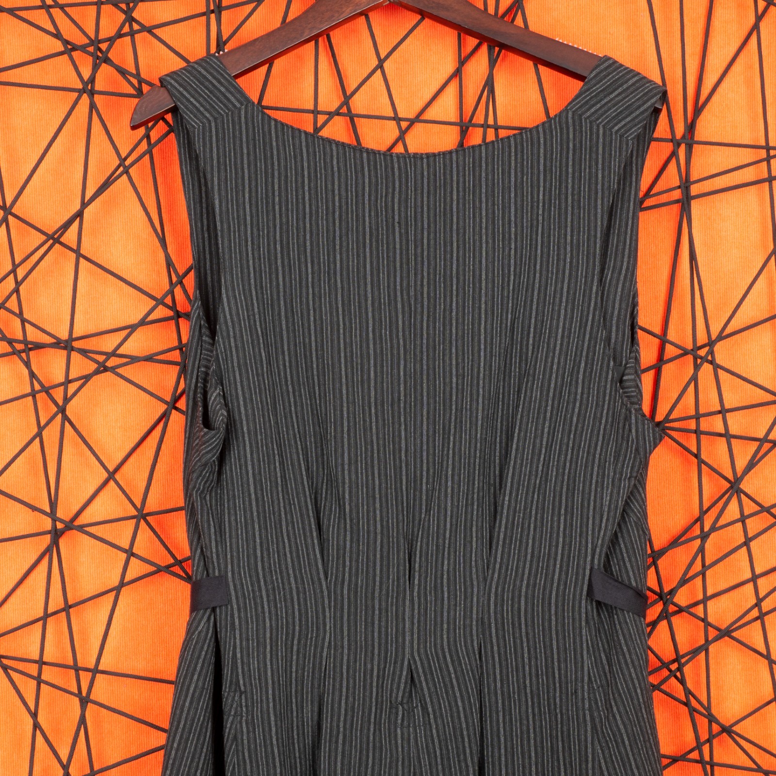 Ann Demeulemeester Gray Pinstripe Deconstructed Trench Vest Dress Cardigan 38 M