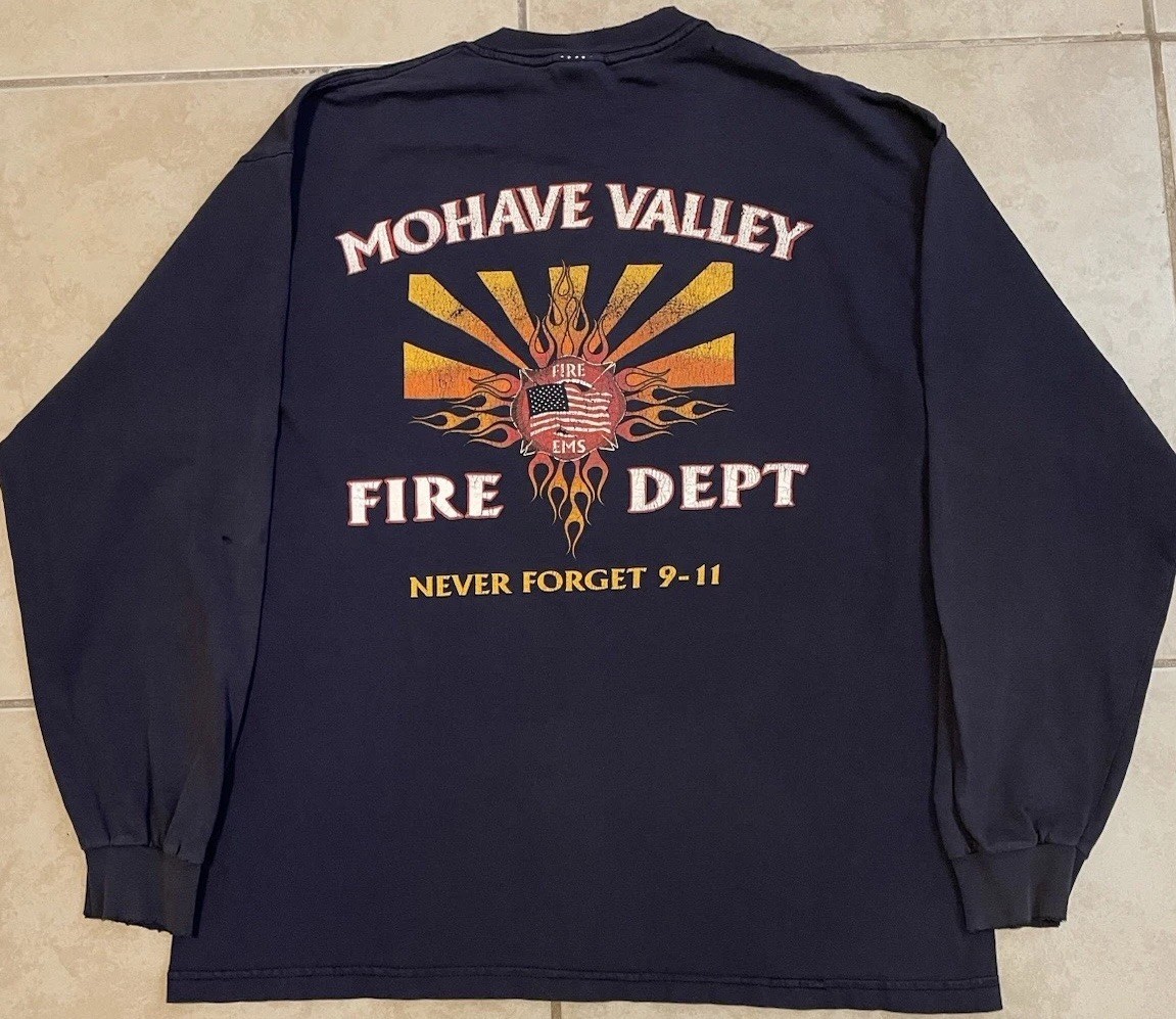 Vtg Arizona Fire Dept Faded Distress Shirt M Fighter Army Flame Biker Grunge 90s