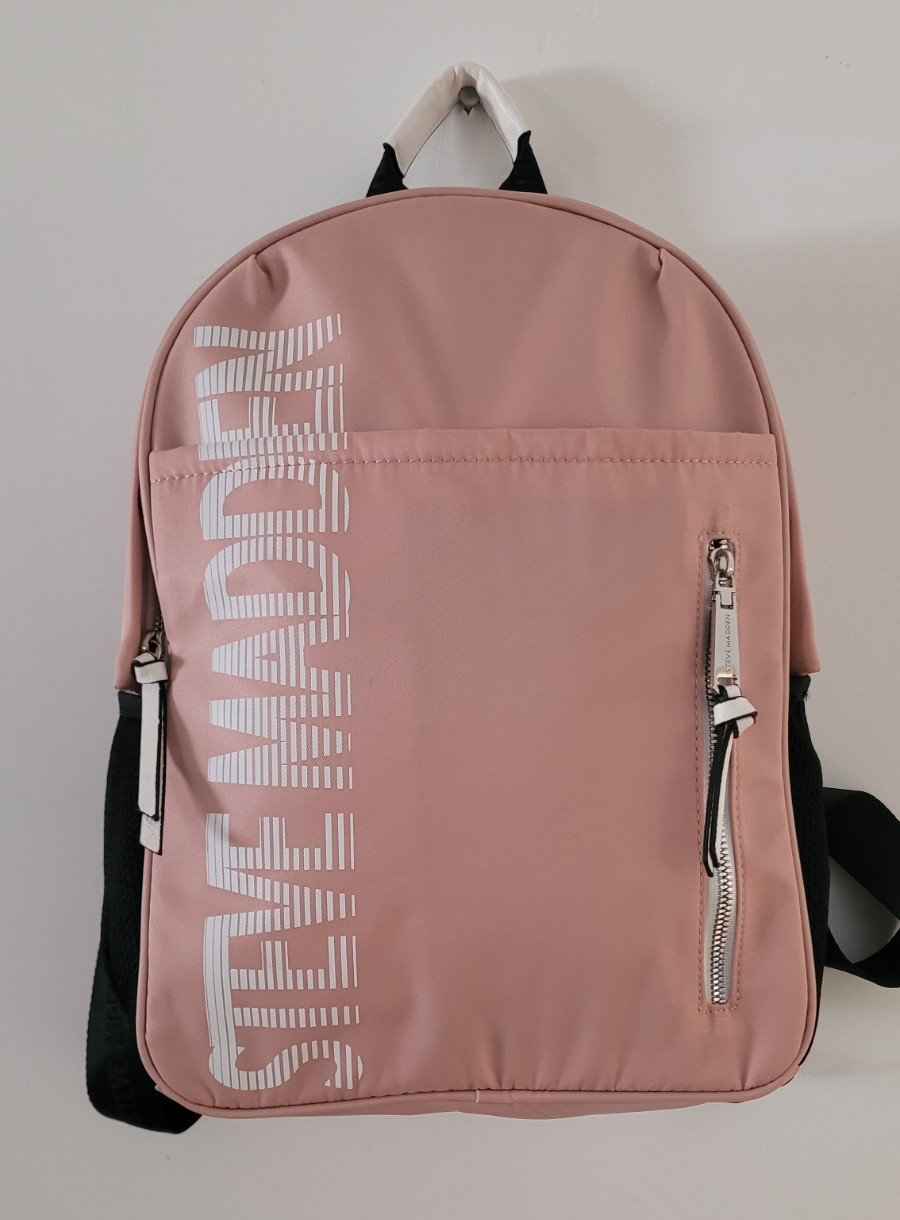 Steve Madden Nylon Logo Backpack, Pink and Black Set, Steve Madden Backpack Set
