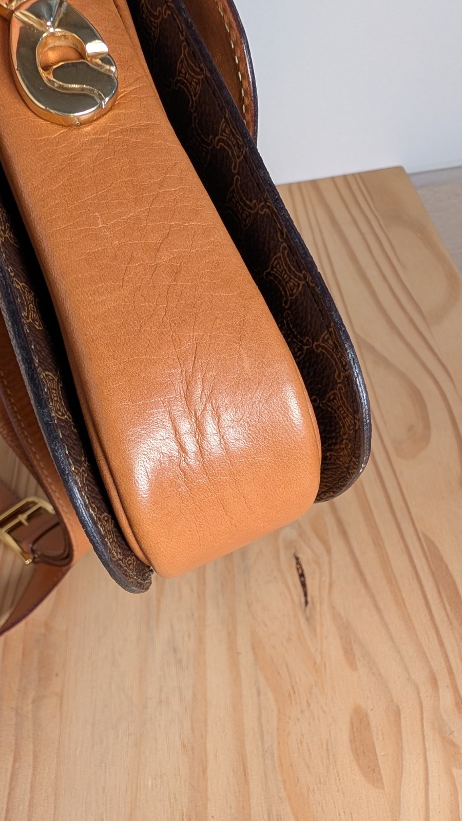 Authentic Vintage CELINE Macadam Crossbody/ Shoulder Bag Statement Gold Hardware
