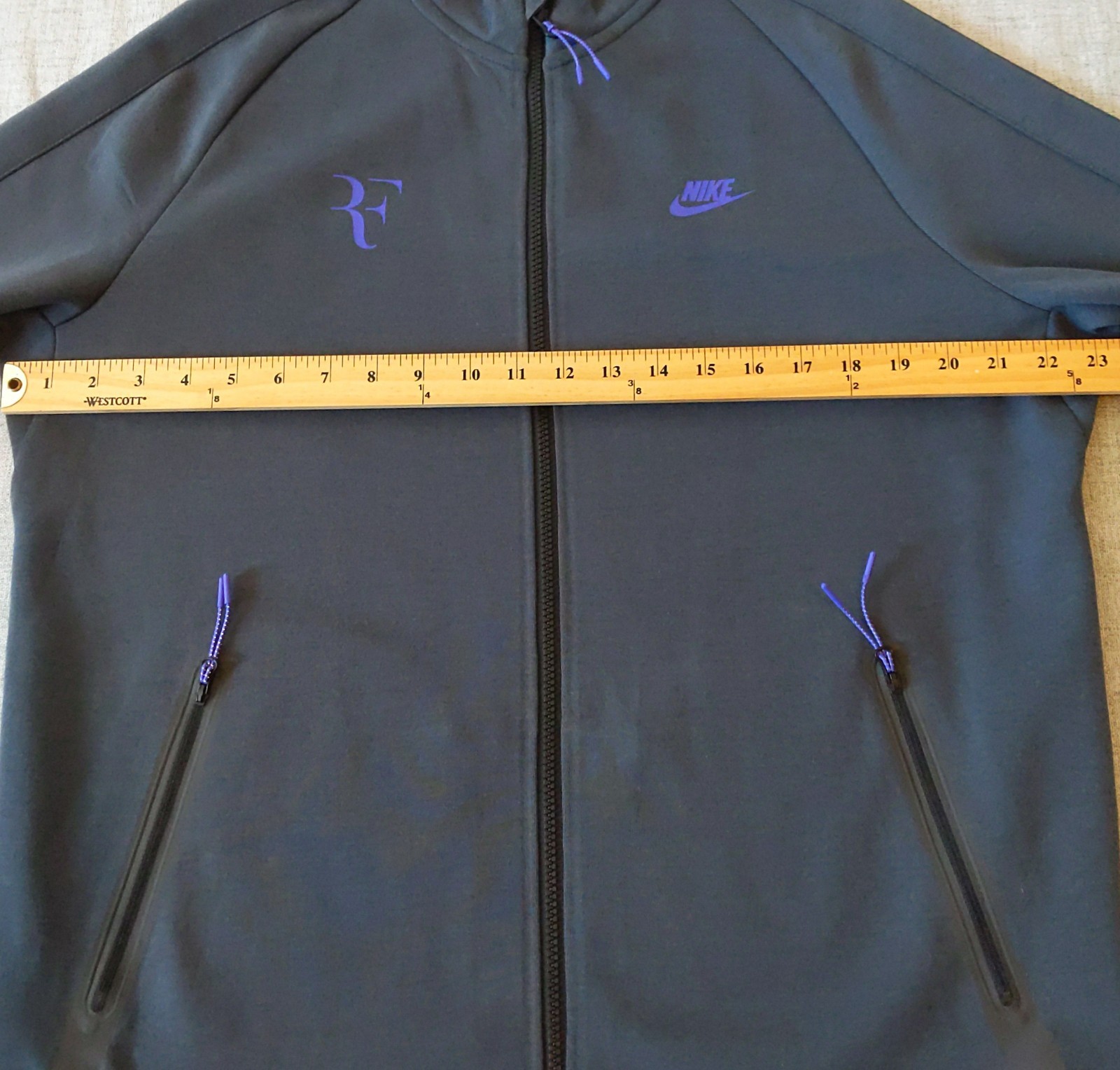 Nike Roger Federer RF Premier Tech Fleece Jacket Mens Gray L 2015 French Open