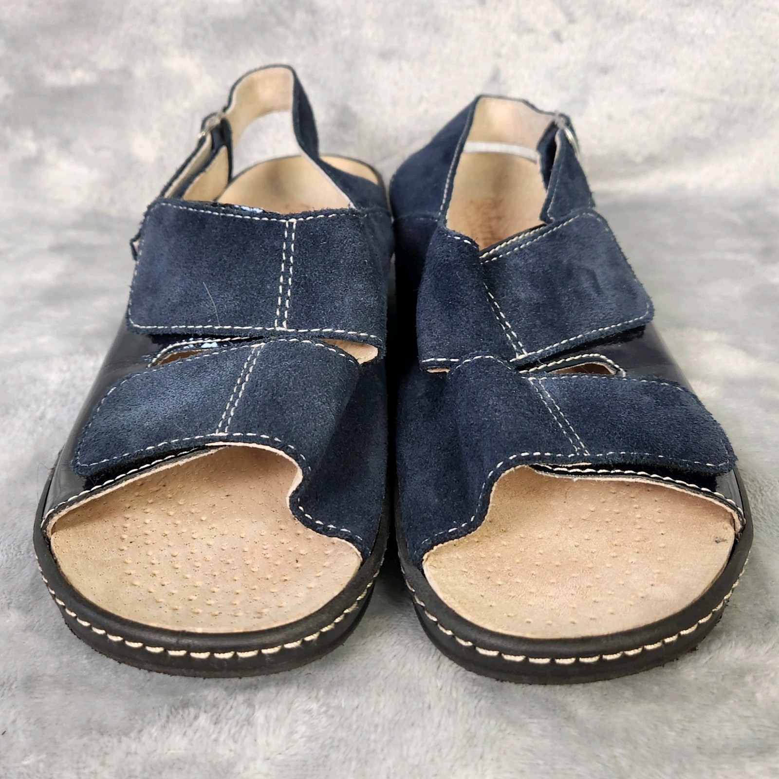 Roberta Womens Strappy Sandals Navy Blue Italy Removable Insole Leather US Sz 9M
