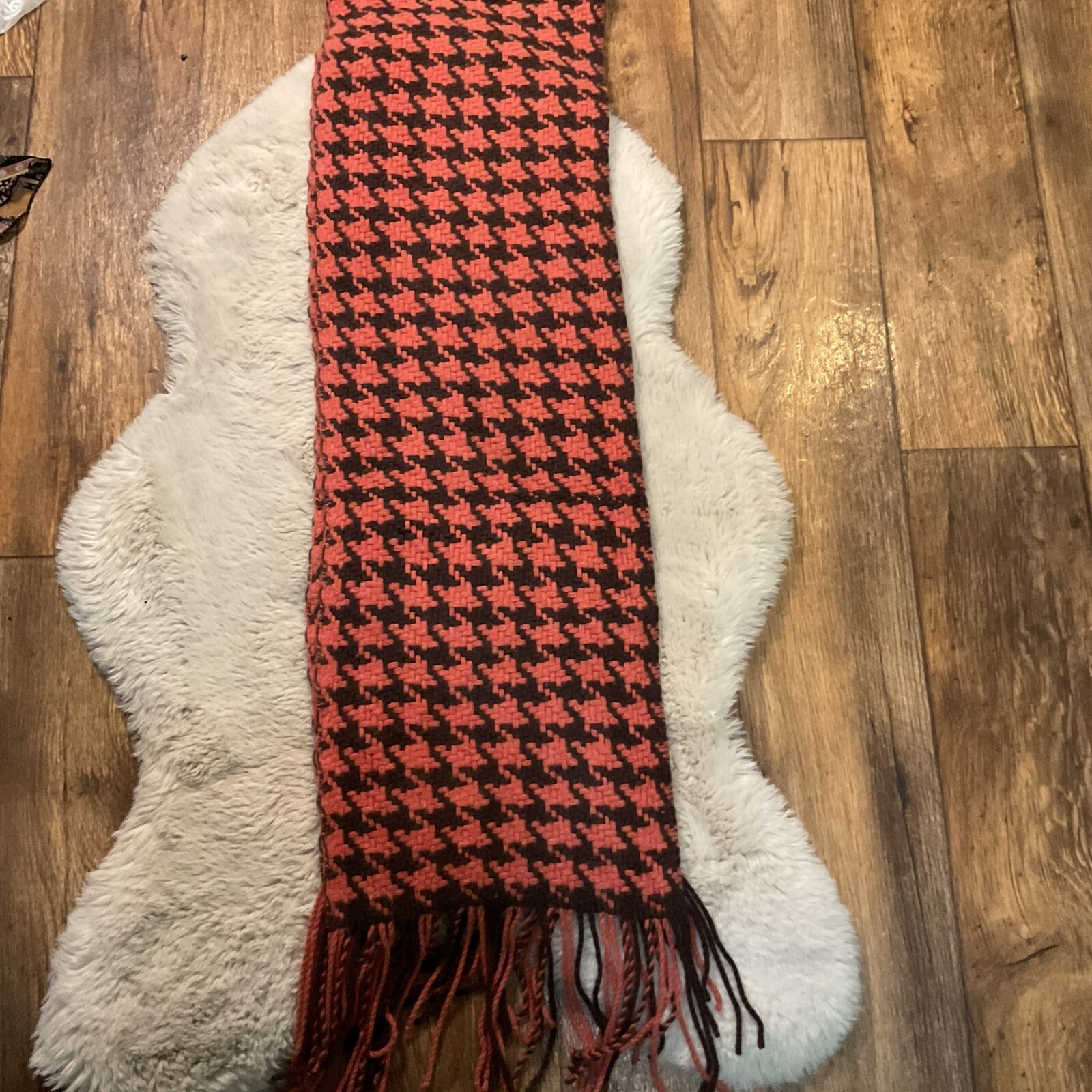 Banana Republic Wool Angora Rabbit Hair Blend Square Scarf Color Tan Cream Plaid