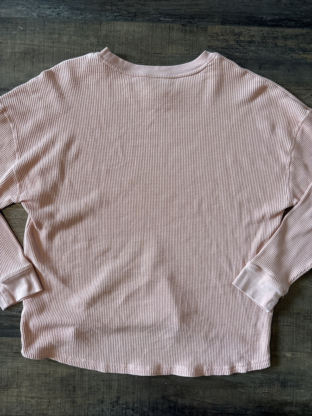 Seven7 Women’s XXL Long Sleeve Waffle Knit Henley Shirt Comfy Casual Coral
