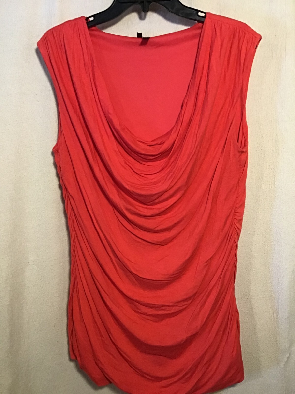 Maurices Women’s Shirt Waterfall Front Orange Sleeveless Size 1 Lined U-Neckline
