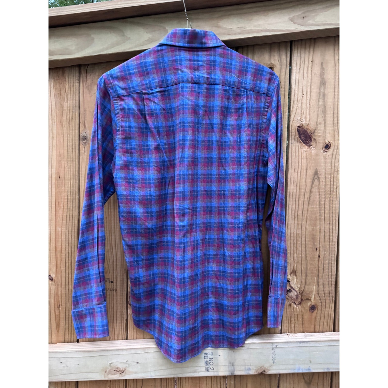 David Donahue Mens Plaid Button Down Long Sleeve Shirt, size S