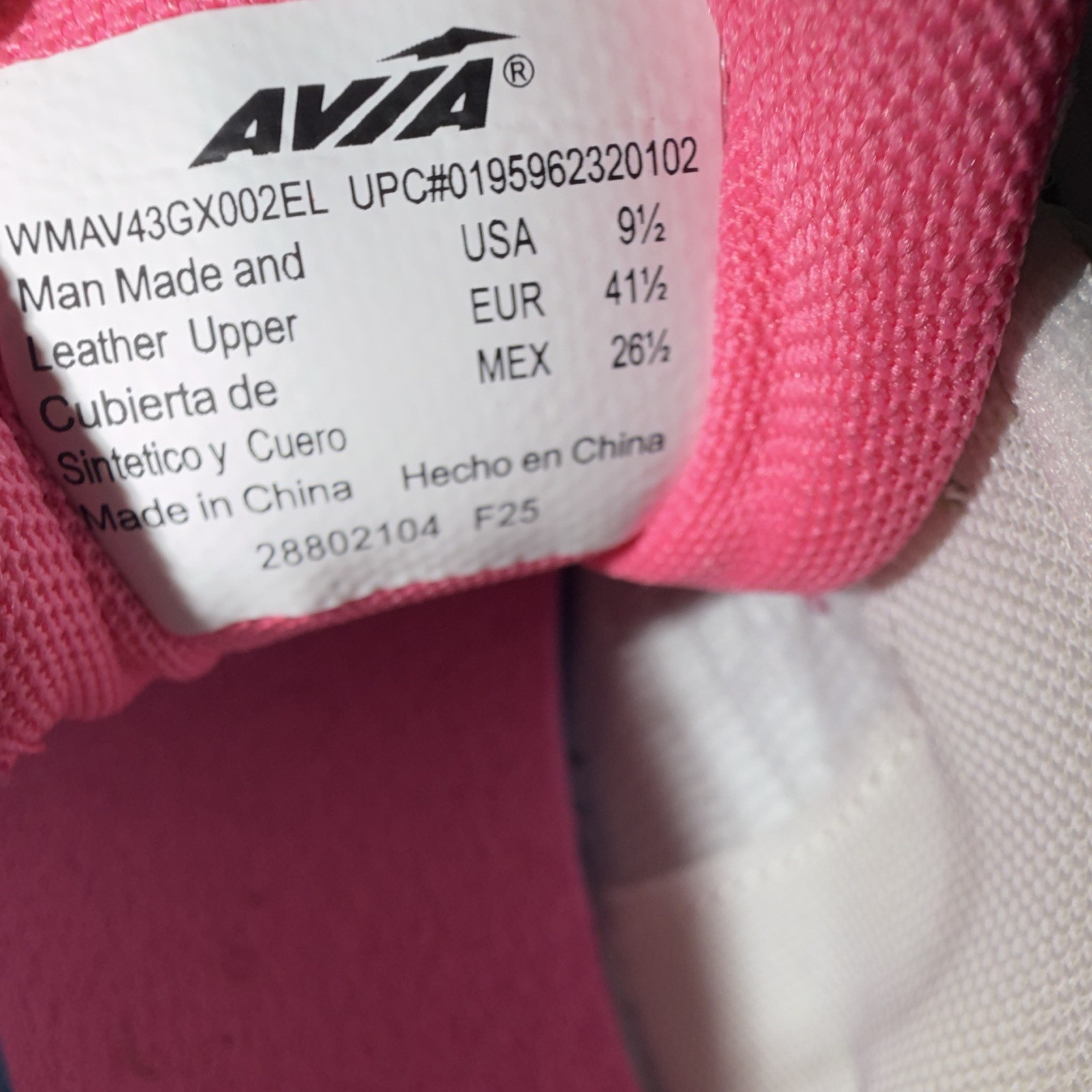 Avia 5000 WMAV43GX002EL White Pink Silver Lace Up Mesh Women’s Sneaker