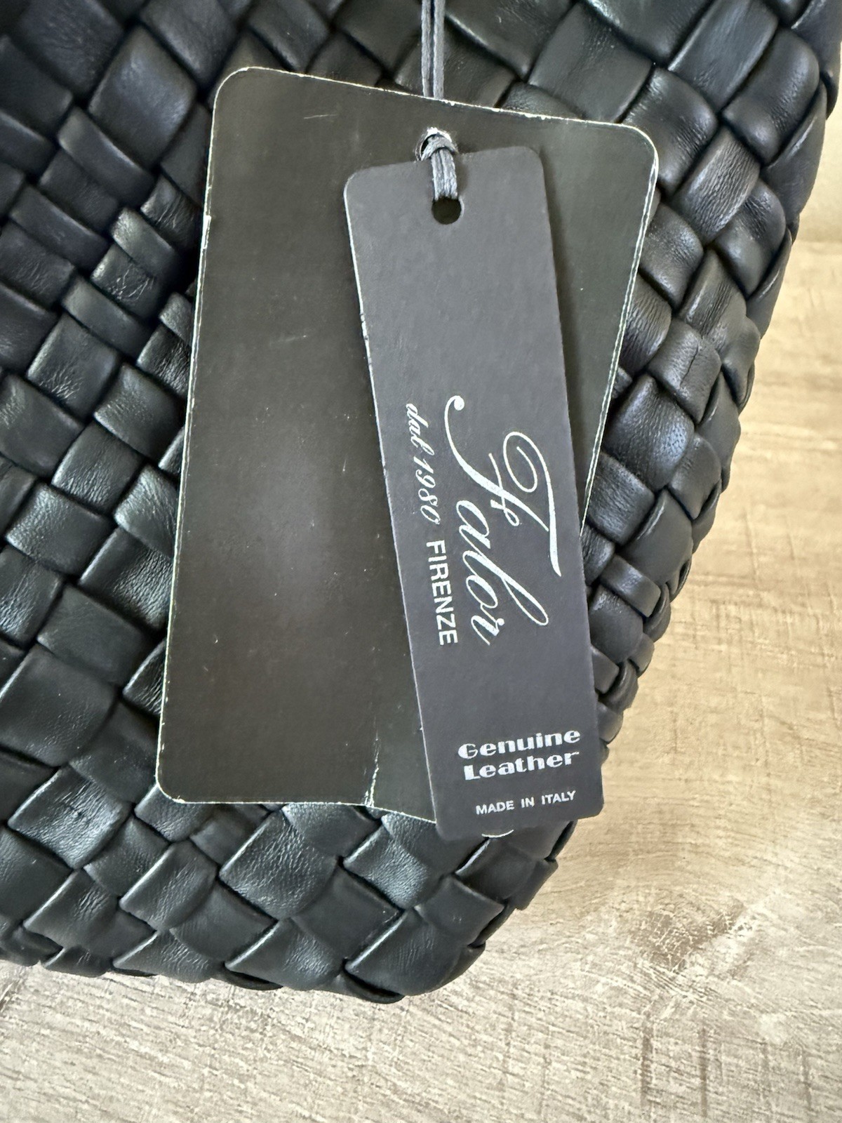 Falor Italy Black Woven Leather Shoulder Bag Hobo RARE Magnetic Closure NWT