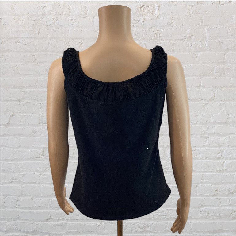 AXCESS — Black Tank with Mesh Collar, Sleeveless, Cotton
