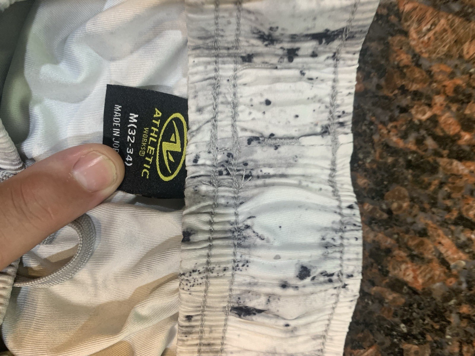 All Athletic Works Men’s Athletic Shorts Marbled White/Gray M 32-34 Drawstring