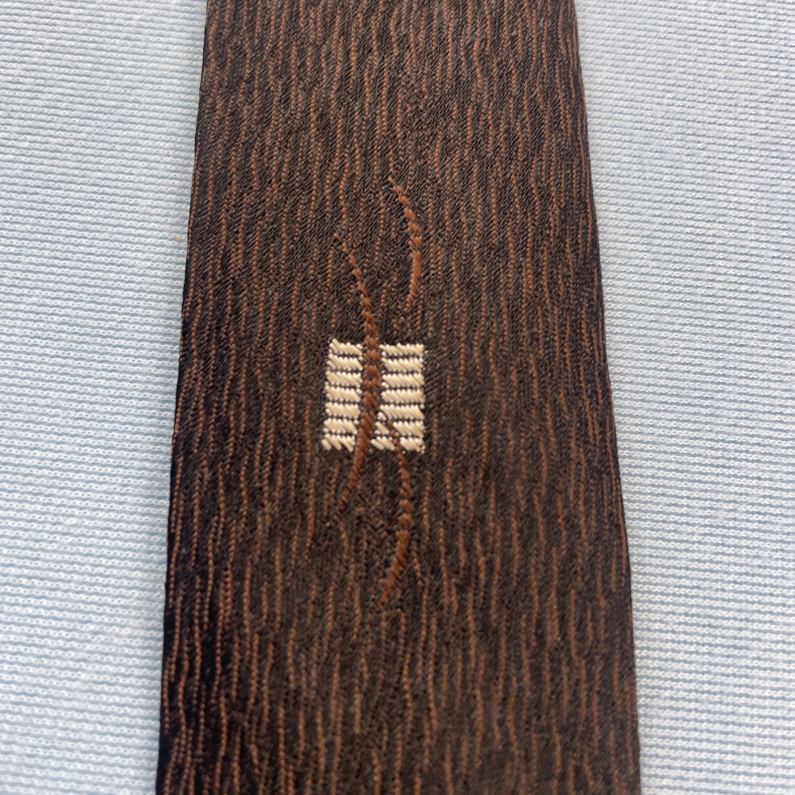 Vtg 50s 60s Tie Beau Brummel Atomic MCM Deco Medallion Brown Slim Necktie 2×53