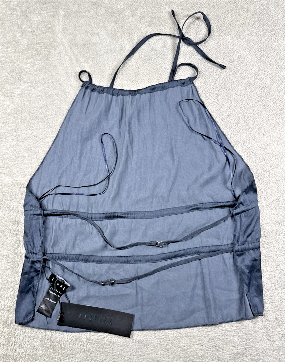 Lioness Women’s Legacy Satin Halter Top Navy Blue Size Medium NWT
