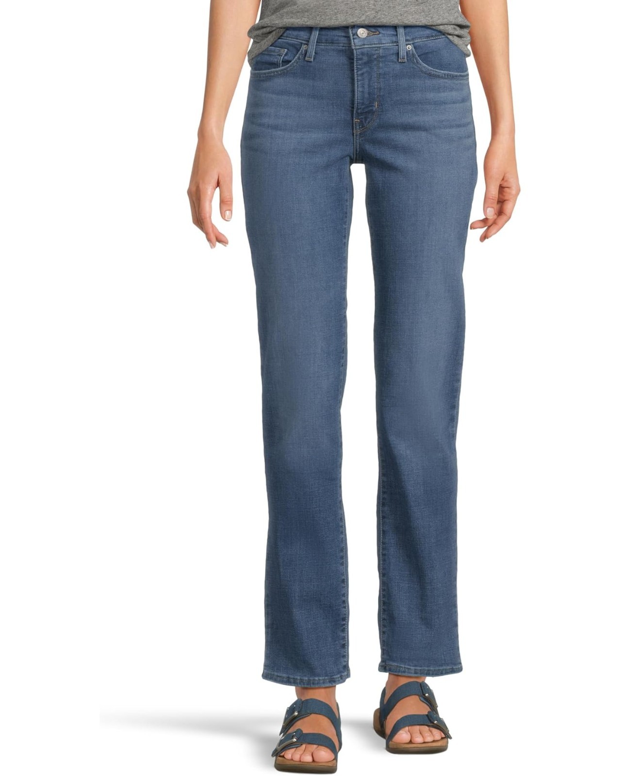 Levis 314 Shaping Straight Jeans Womens Blue Mid Rise Slimming Stretch Denim