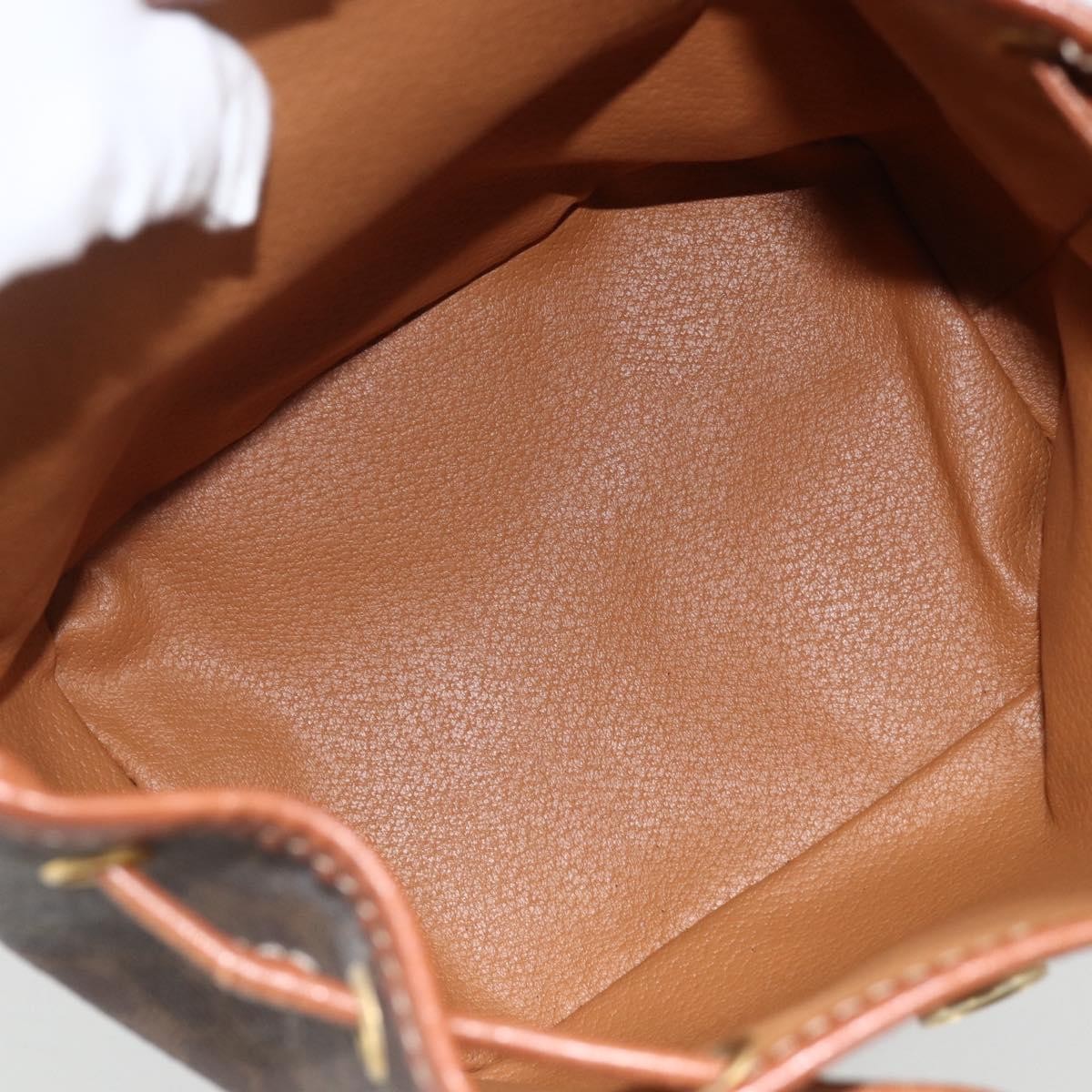 CELINE Macadam Canvas Backpack PVC Leather Brown Gold Auth BAZ067A