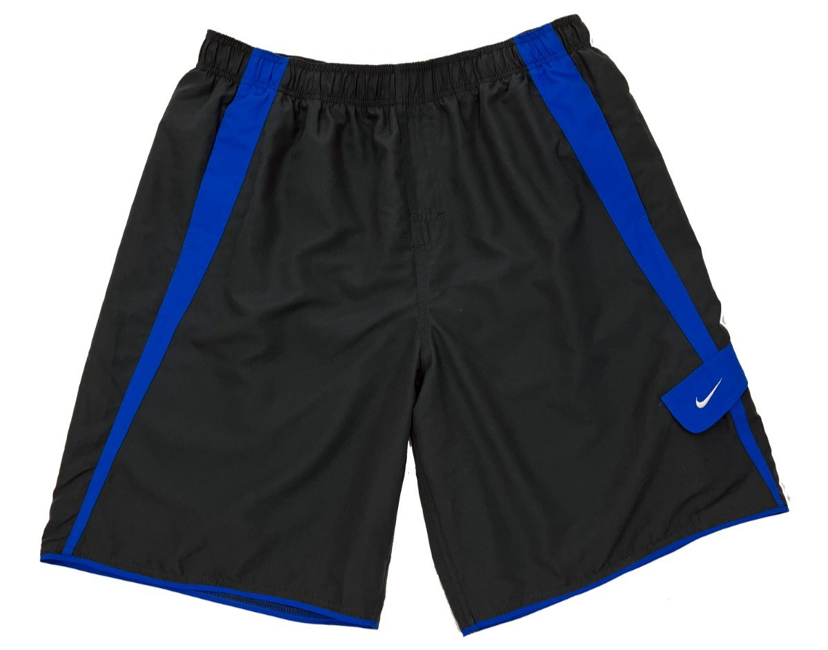 Nike NWT Swim Core Cargo 10″ Volley Short Trunks Gray Blue Mens XXL 2XL 2X