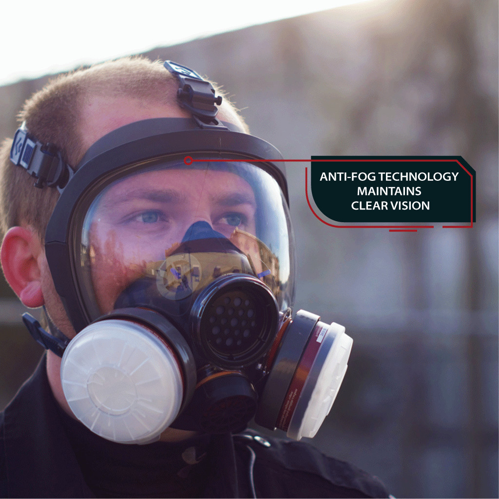 In Stock PD100 Full Face Gas Mask Respirator ASTM Dual Activated Charcoal Filter