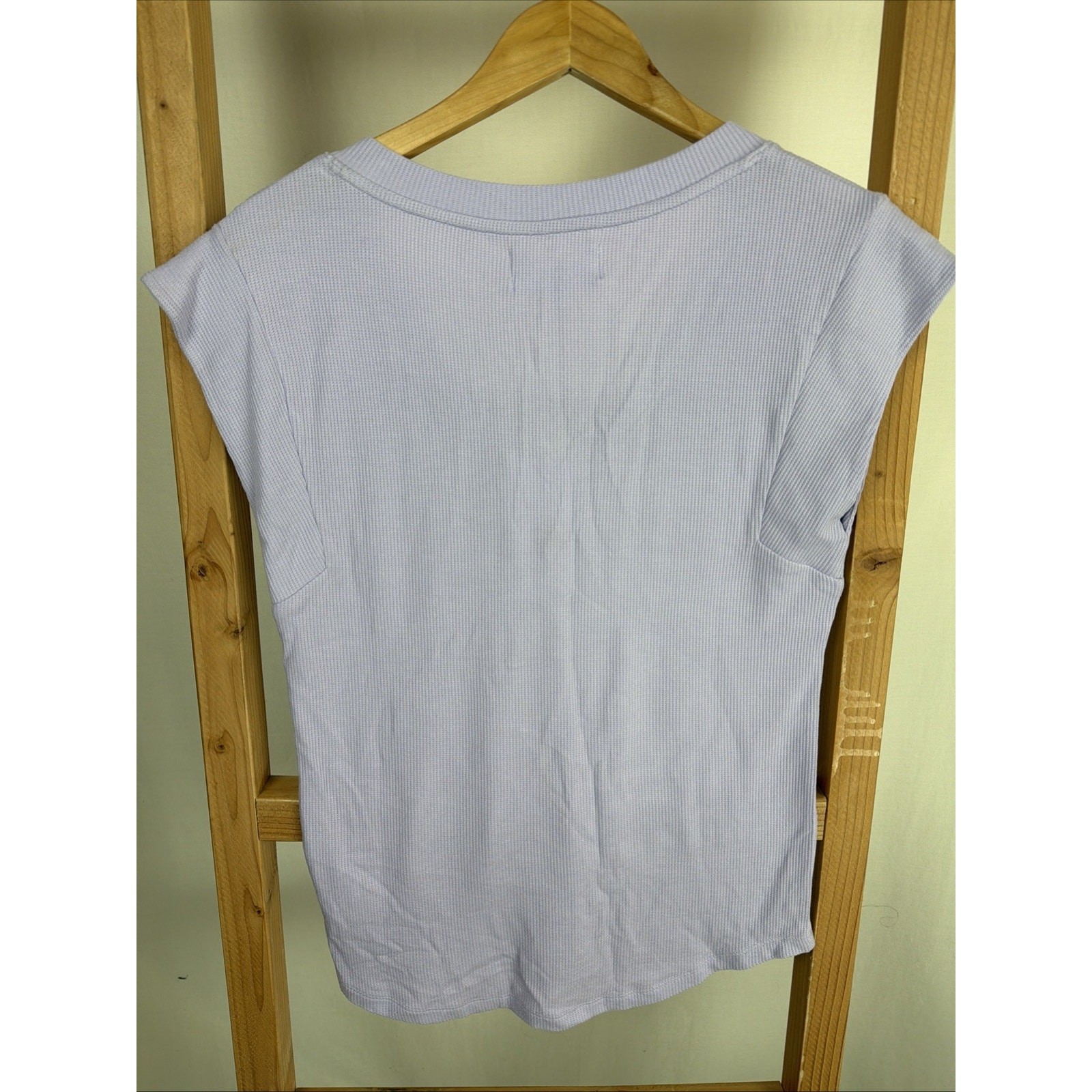 NWT Dear John URI Lavender V Neck Ribbed Capped Sleeves High Low Top #1103 SZ XL