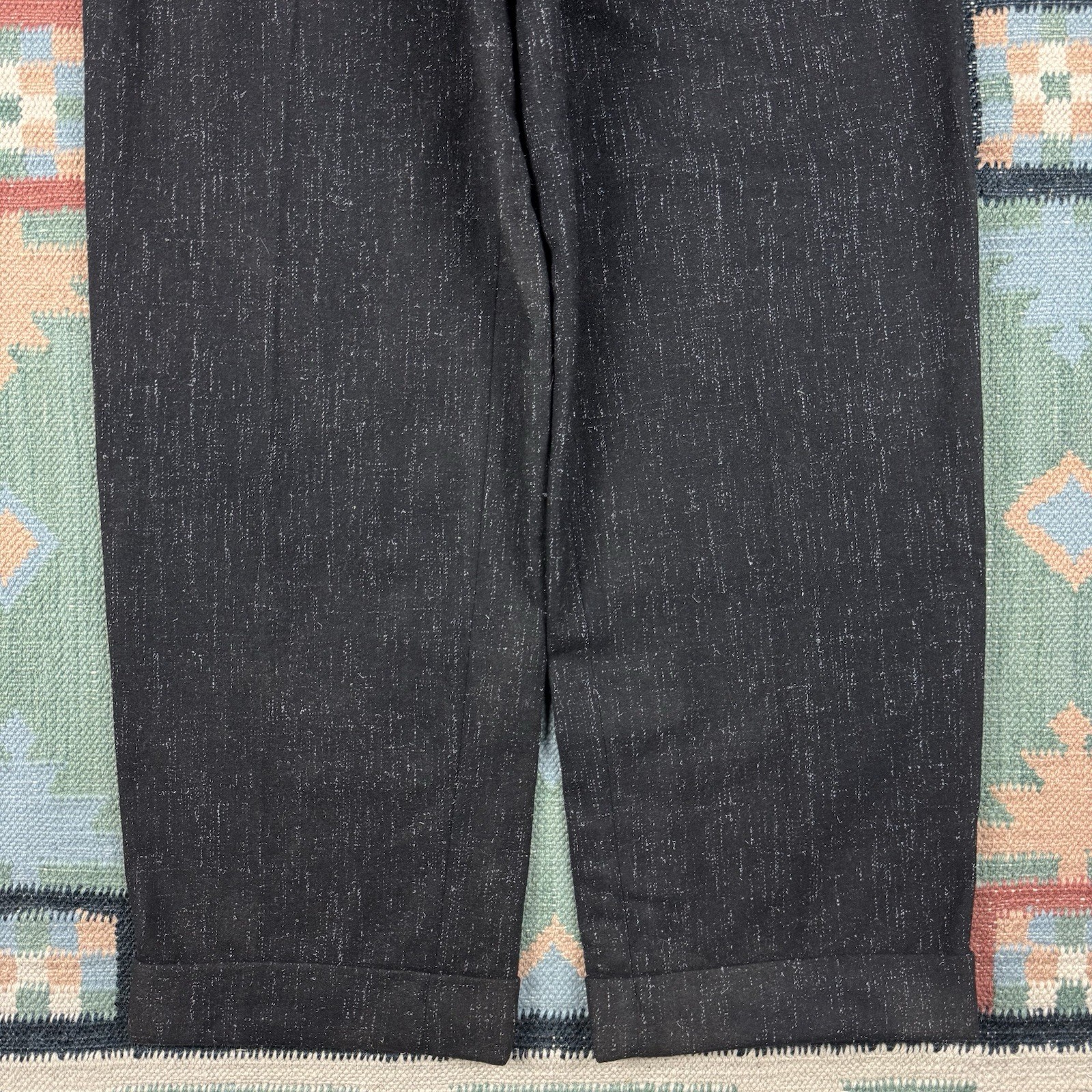 Vintage 50s Black Wool Fleck Rockabilly Pleated Trouser Dress Pants Size 28×29