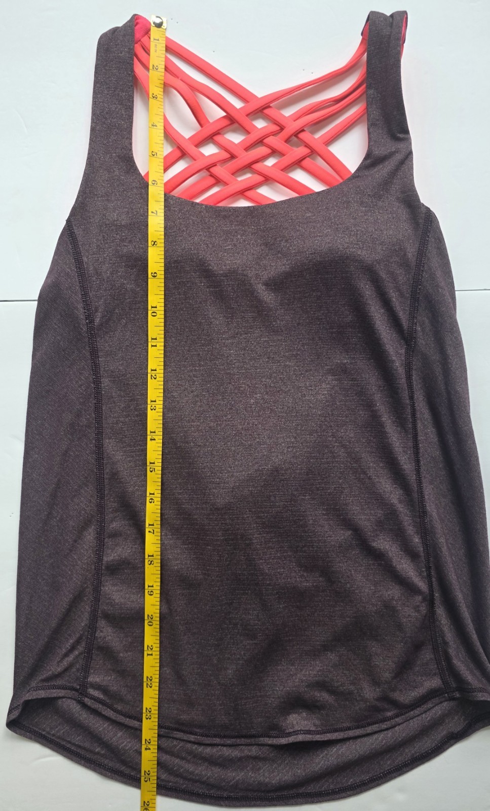 Women’s Gray Pink Strappy Back Tank Top Scoop Neck Solid Activewear Size 2