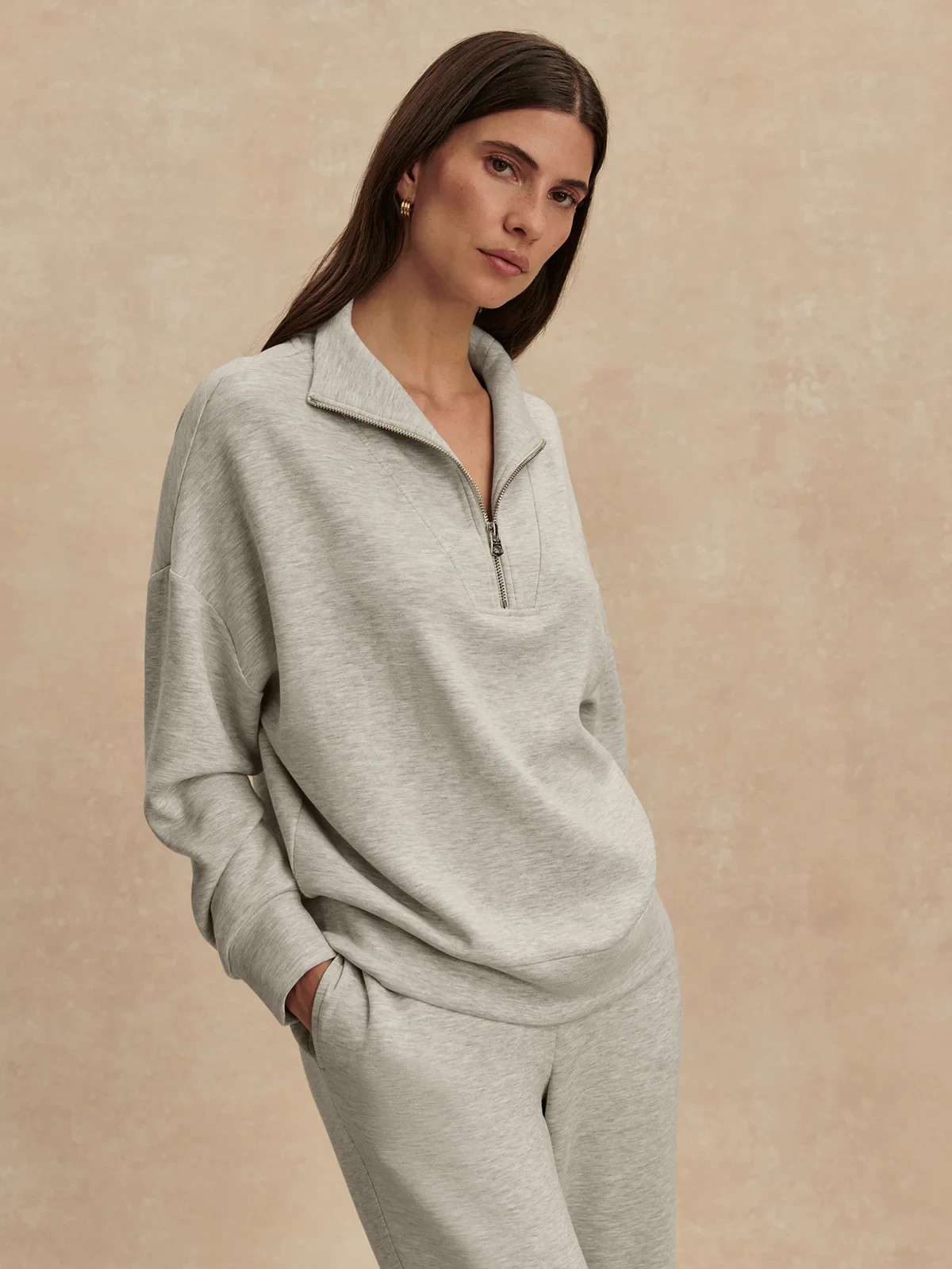 🧡*NWT*Varley Hawley Half-Zip Sweater Pullover Women’s Size S Color – Light Grey