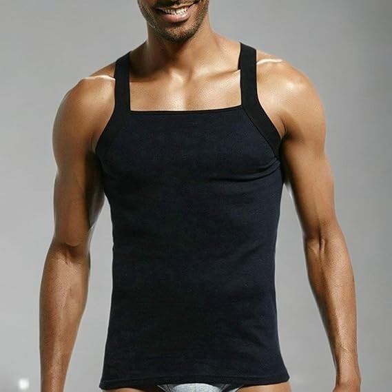 Zhiweikm Men’s G-Unit Style Square Cut Tank Tops Cotton Comfort Stretch Vest, XL