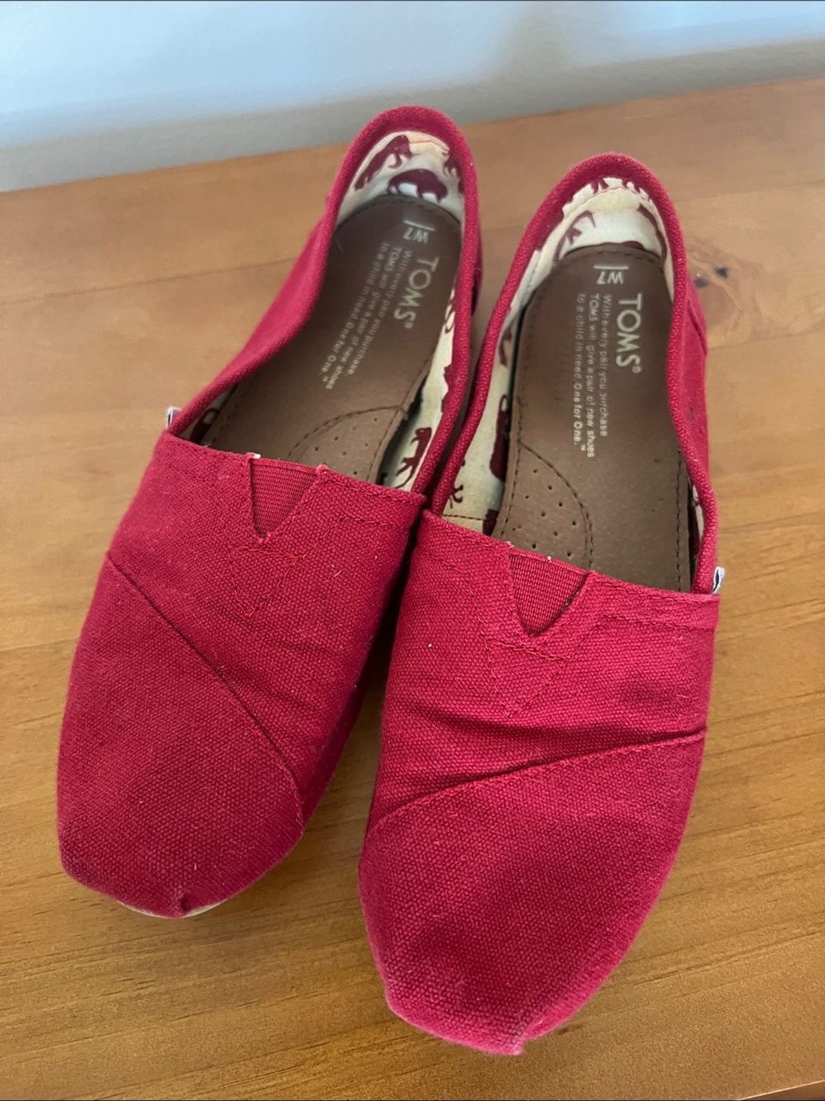 Toms Red Canvas Slip-On Moccasins