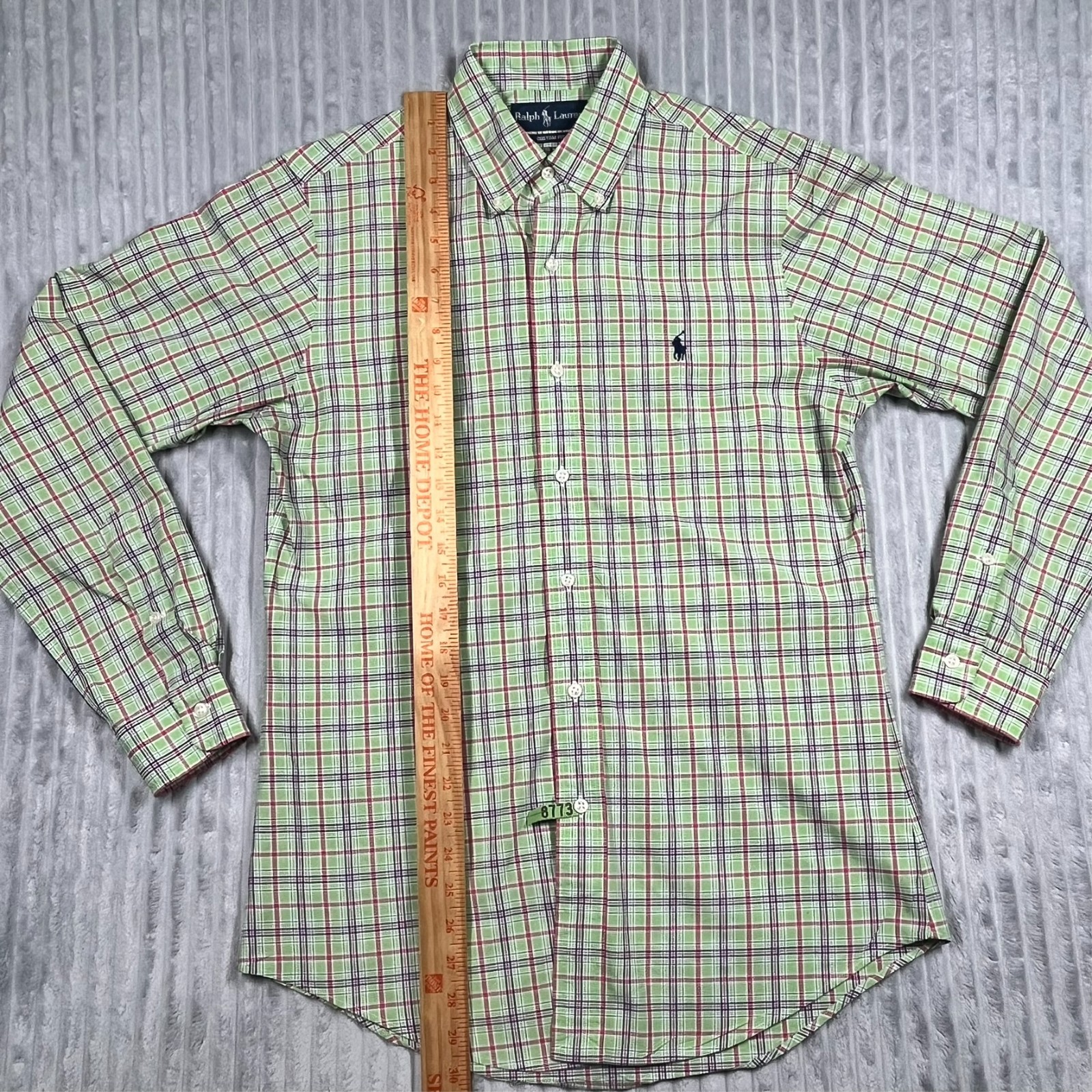 Ralph Lauren Custom Fit Shirt Men’s S Colorful Plaid Preppy Career Office Casual