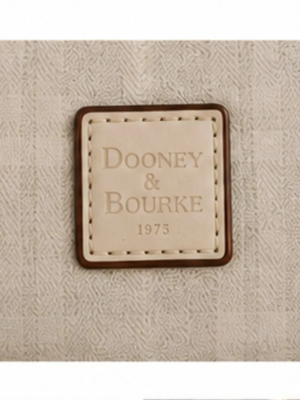 Vintage Dooney & Bourke Ivory Jacquard Shoulder Bag Classic Leather Trim Hobo