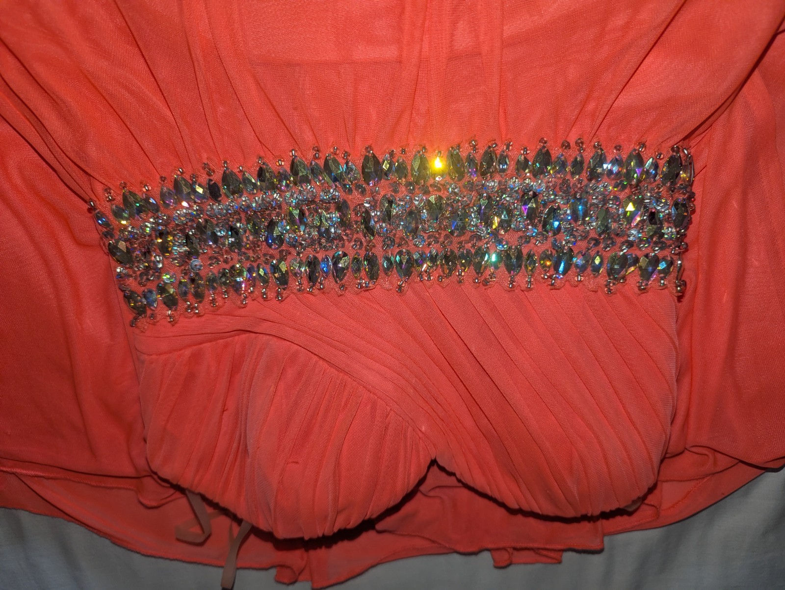 Betsy & Adam Orange Strapless Sweetheart Beaded Chiffon Dress Size 3/4