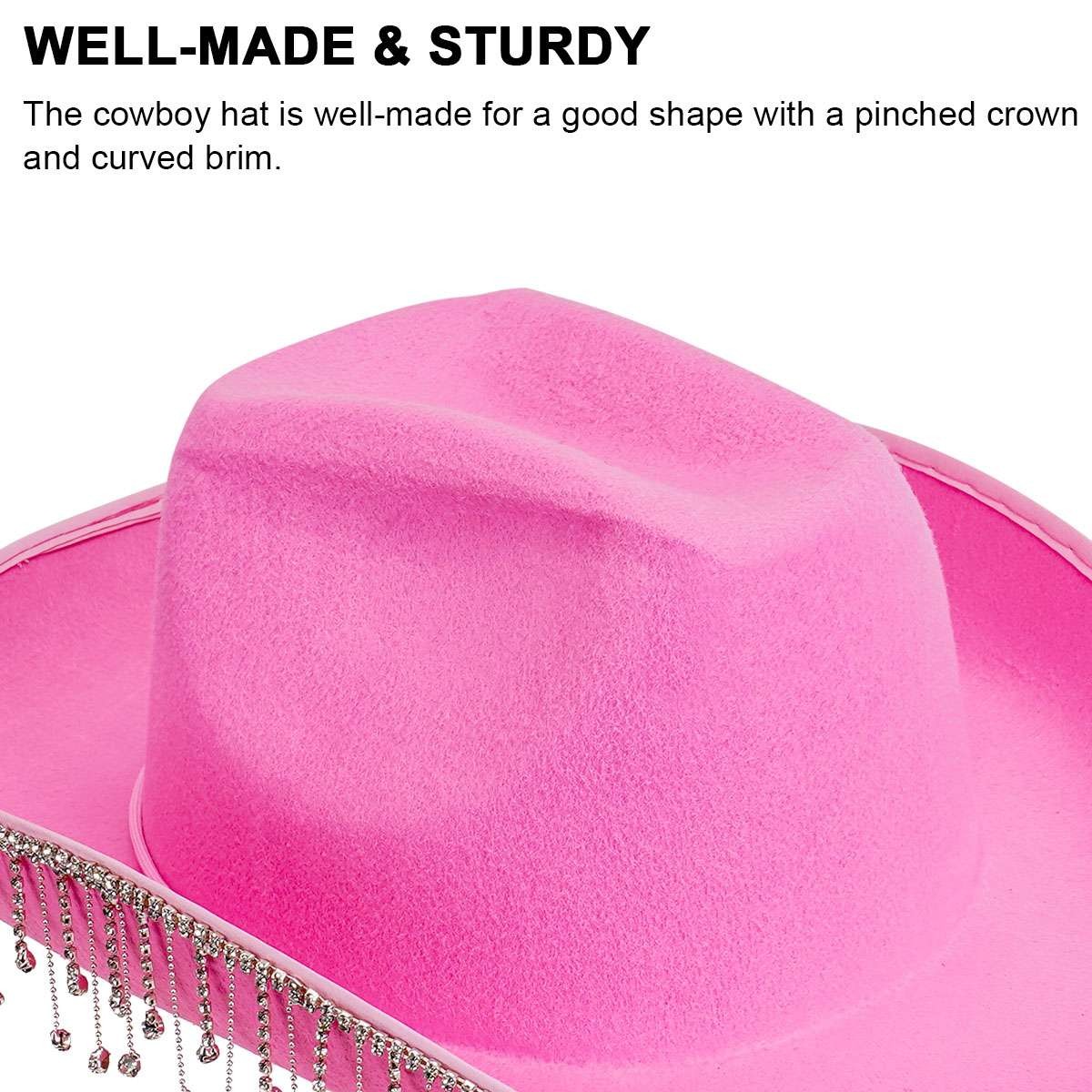 Women Western Glitter Rhinestone Tassel Decor Cowboy Hat Birthday Cowgirl Hat