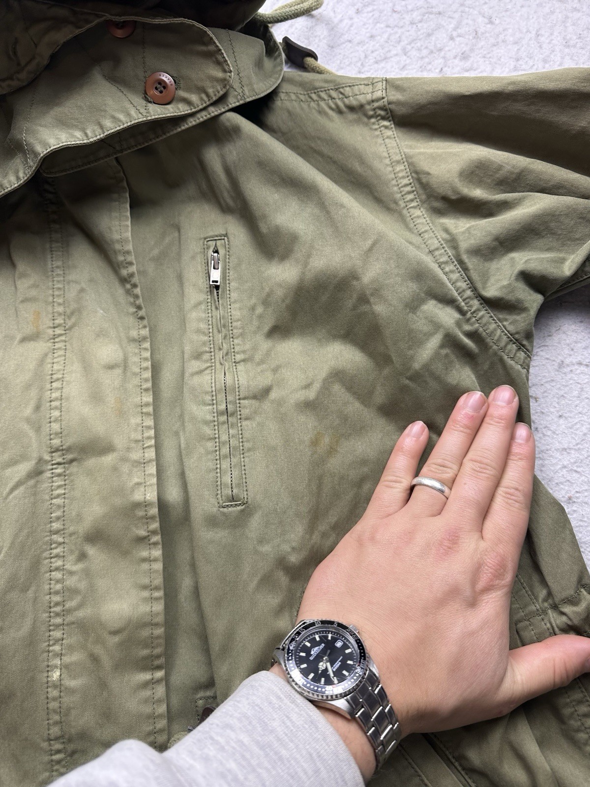 Men’s Beaker Japan Fishtail Parka Military Jacket Chainstitch Sz M Green Army