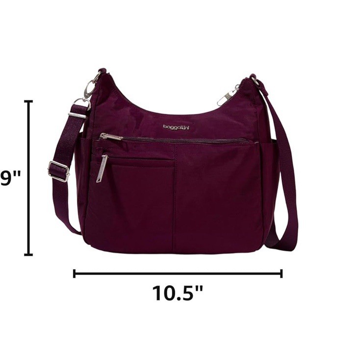 Baggallini Womens Securtex Anti-Theft Free Time Crossbody Bag, Mulberry