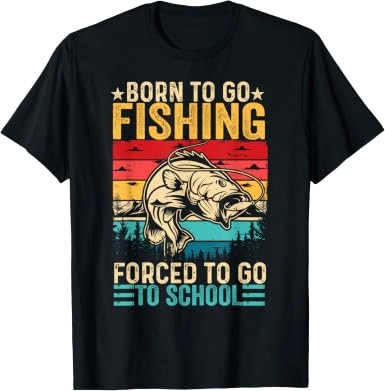 Born to Go Fishing Shirt, Funny Kids Fishing Graphic Tee