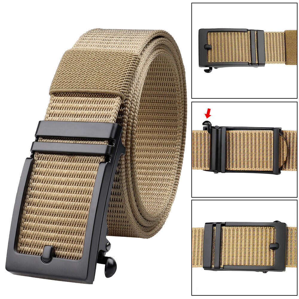 Mens Ratchet Belt Nylon Web Belts for with Automatic Slide Buckle Tactical Belt