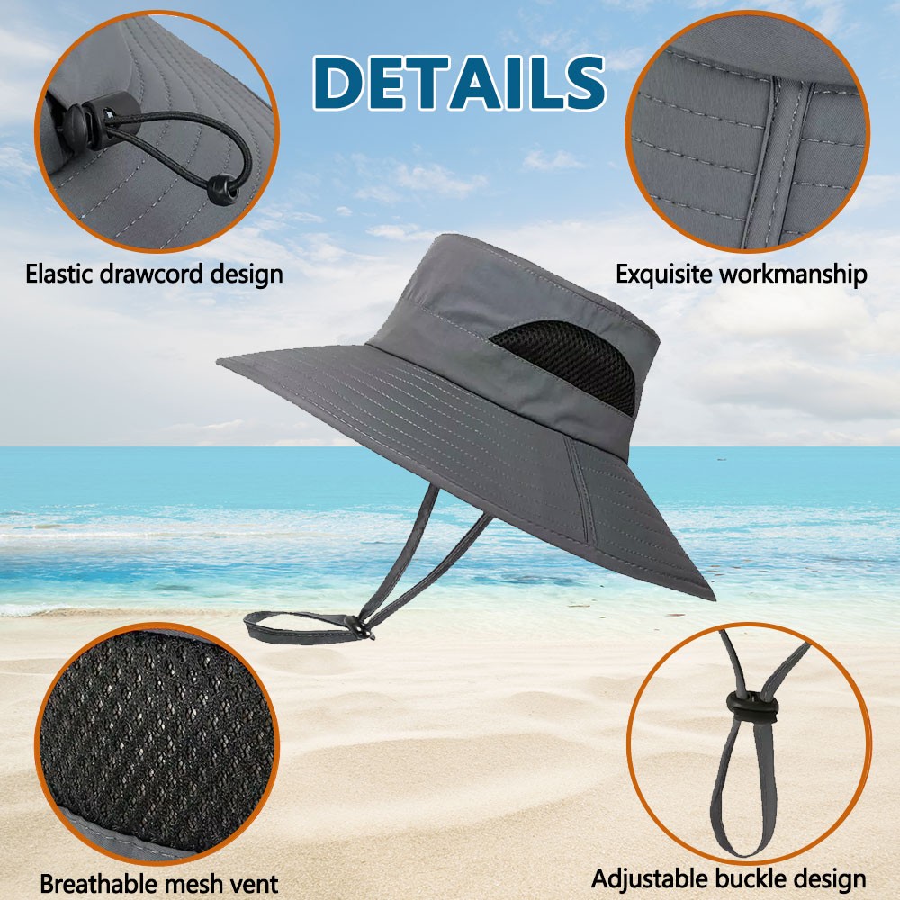 Men Women Wide Brim Sun Hat UV Protection Bucket Cap For Hiking Camping Safari