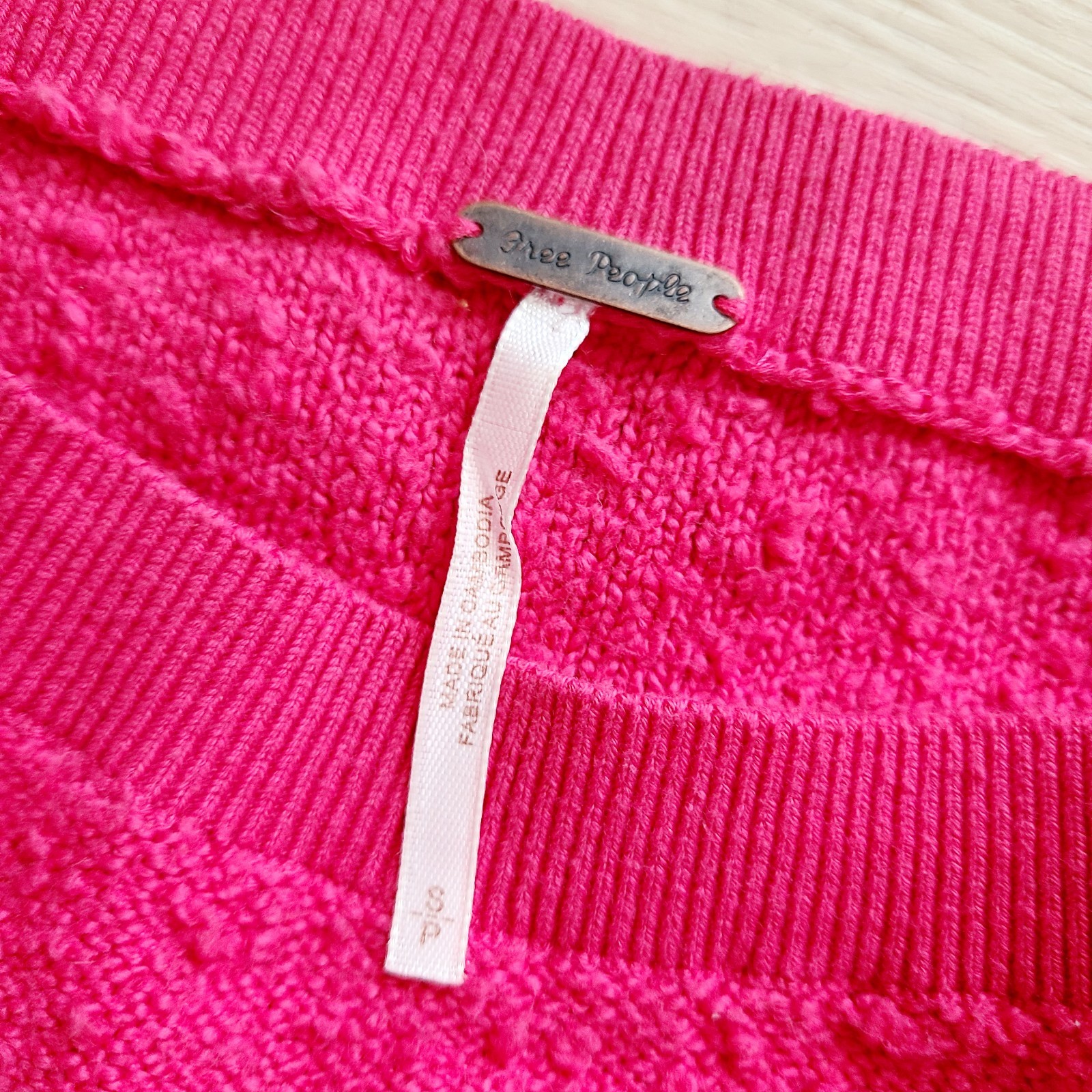 Free People Found My Friend Pullover S Pink Pebbled Textured Dolan Sleeve…