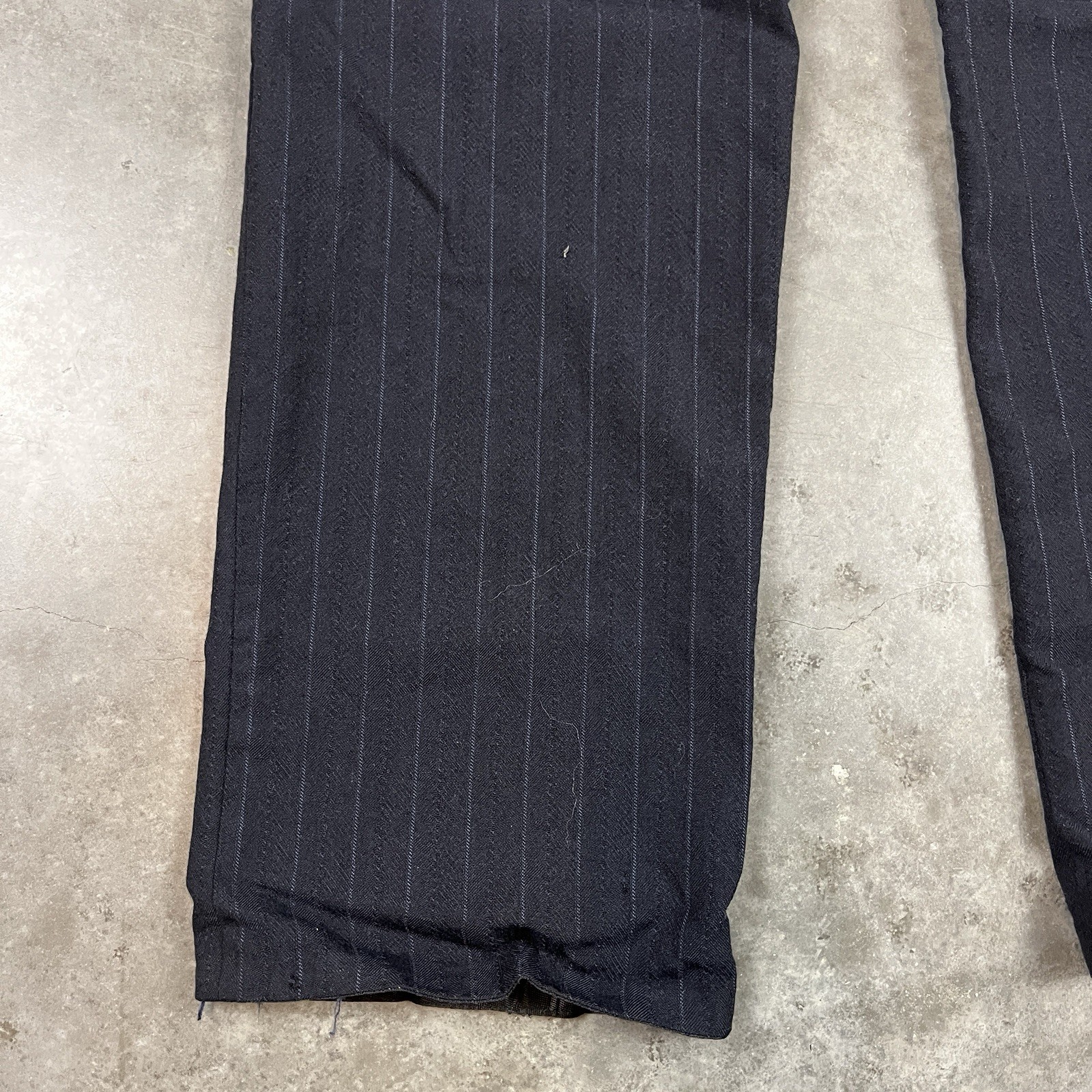 Vintage Wool Blend Pants Mens 32×32 Blue Flaws Distressed Preppy Stripes Preowne