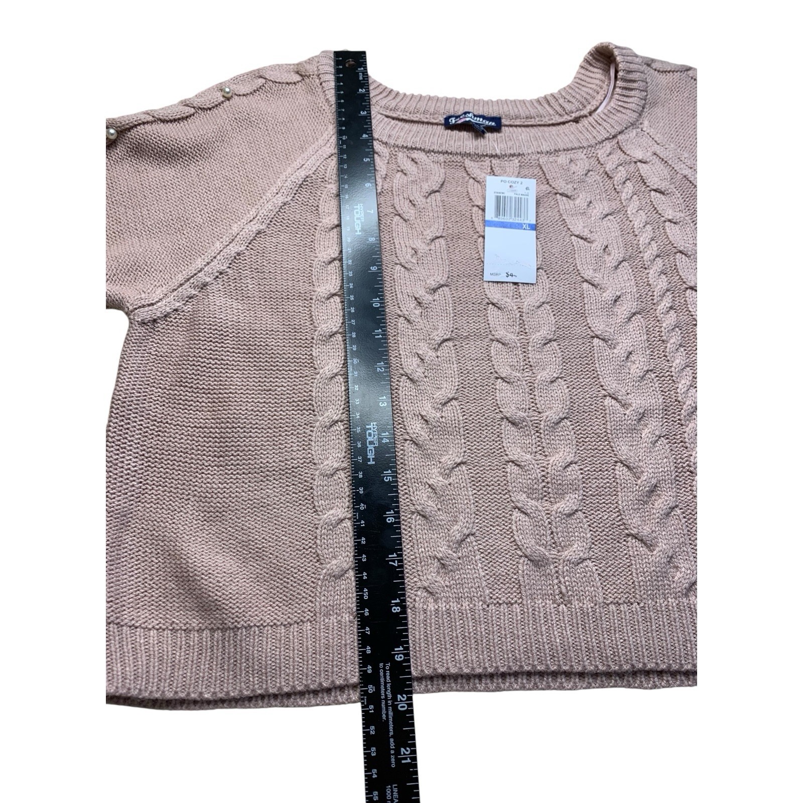 Freshman NWT XL Junior Pink Pearl Embellished Pull-over Sweater G200
