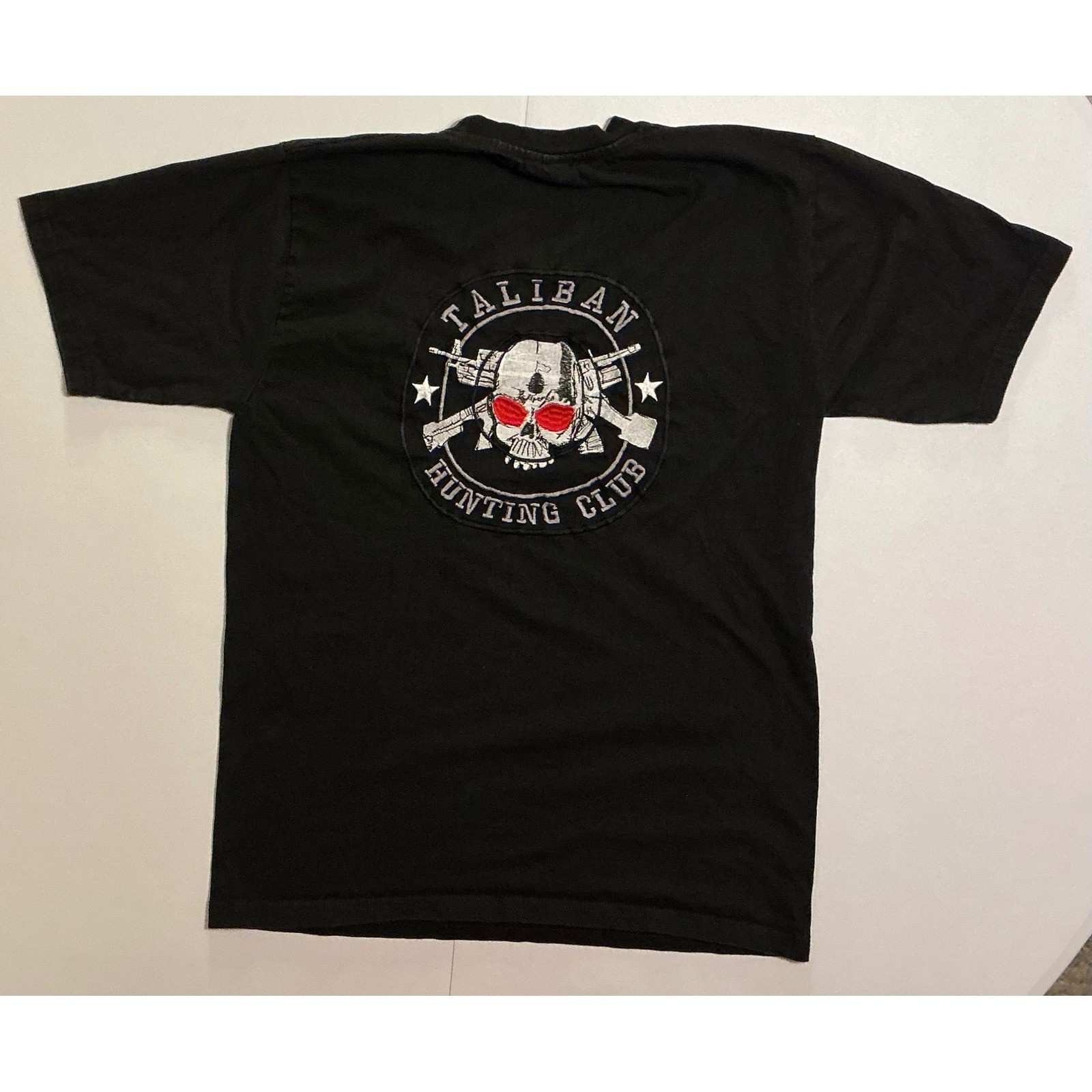 VTG Y2K Naseem Taliban Hunting Club T-Shirt Mens XL (Fits L) Blk Skull Military
